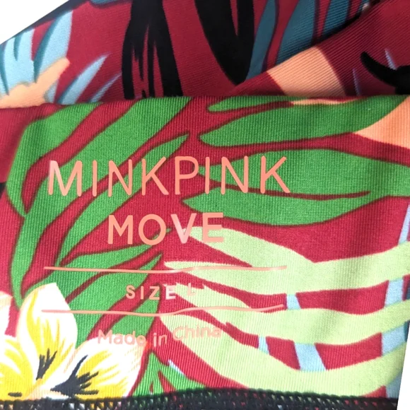 MinkPink Move Tropical Leggings Womens Large Pink Stretch - Picture 6 of 10